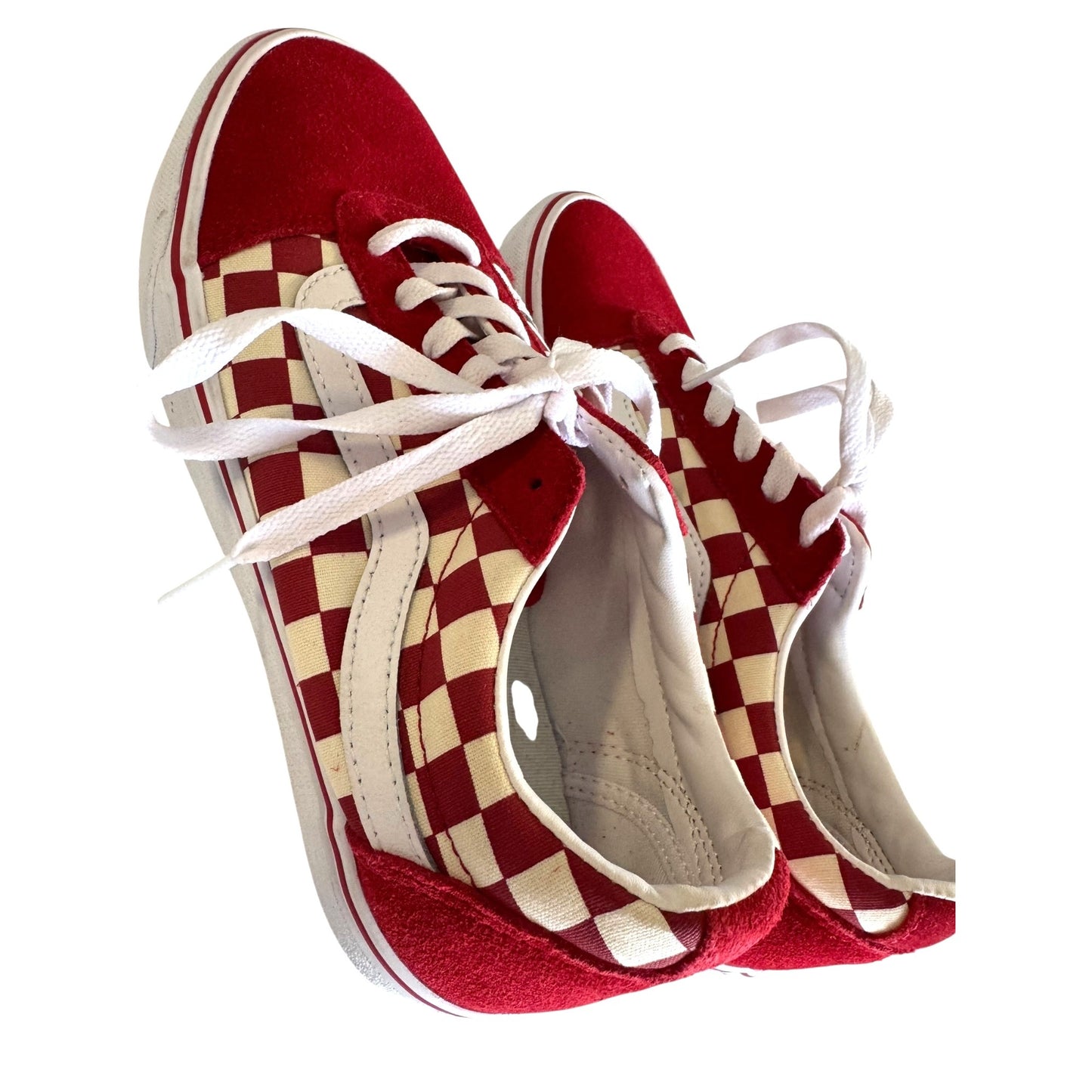Vans Womens Red & White Checkered Sneakers Size 9