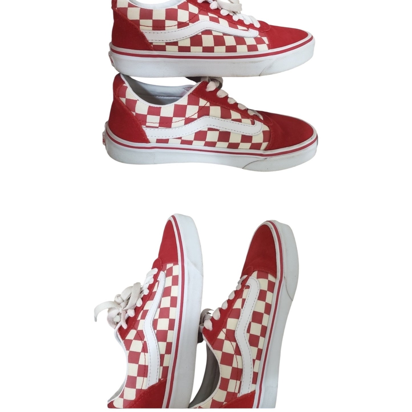 Vans Womens Red & White Checkered Sneakers Size 9