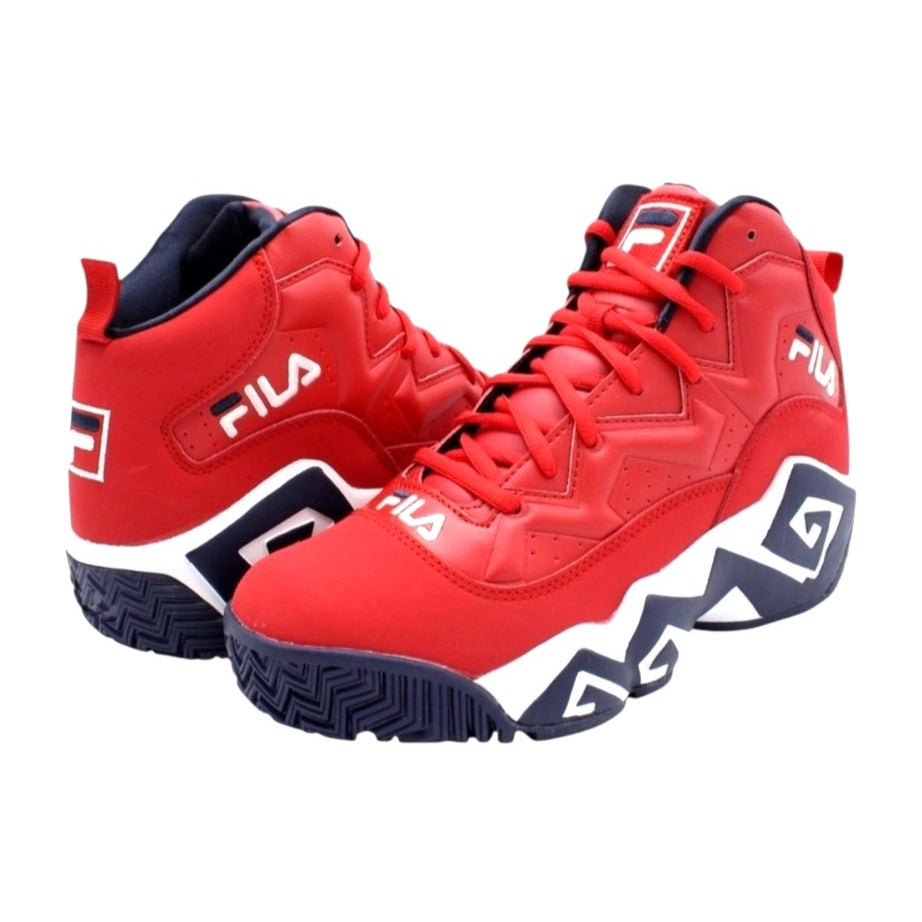 Fila MB Boy's Red & Navy Retro High-Top Basketball Shoes Sz 5.5