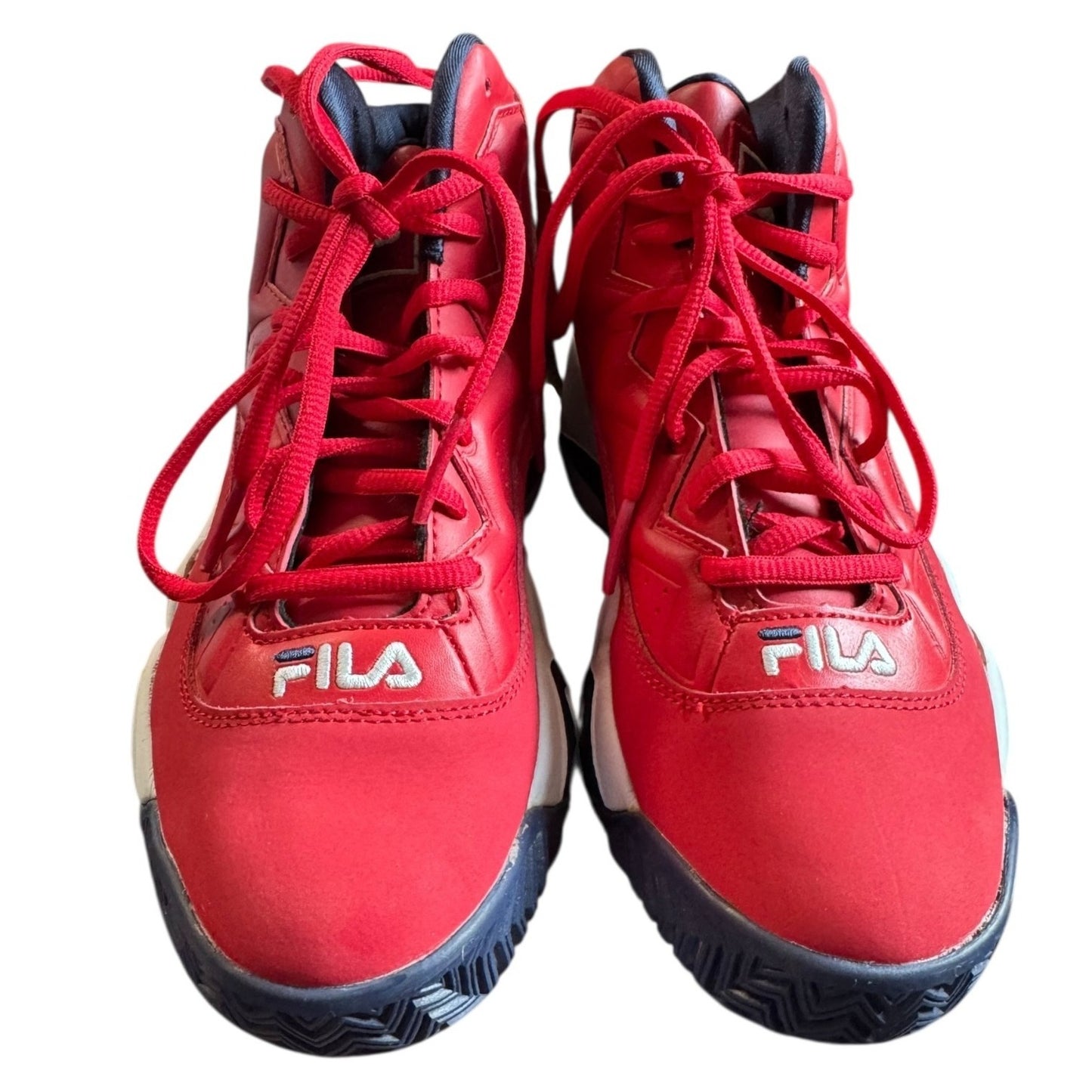 Fila MB Boy's Red & Navy Retro High-Top Basketball Shoes Sz 5.5