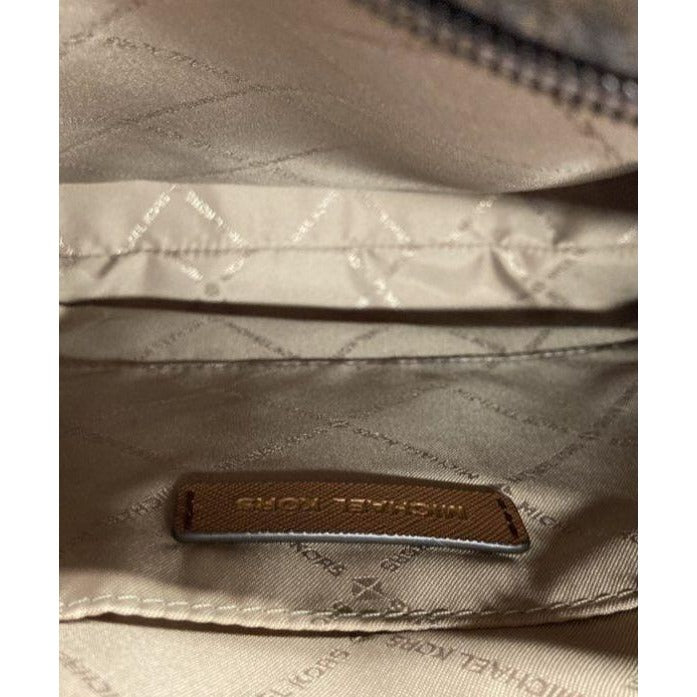 Michael Kors Brown Signature PVC Monogram Shoulder Bag With Adjustable Strap & Gold-Tone Accents
