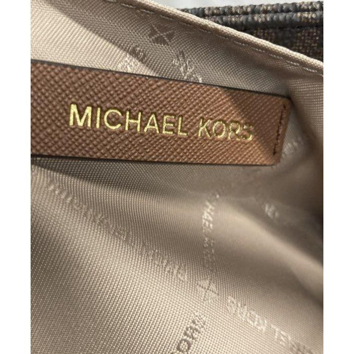 Michael Kors Brown Signature PVC Monogram Shoulder Bag With Adjustable Strap & Gold-Tone Accents