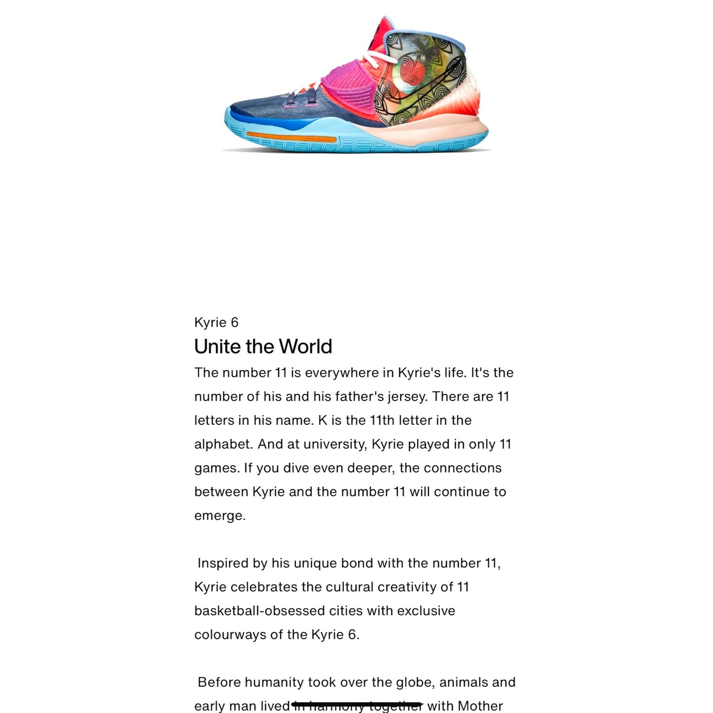 Nike Kyrie 6 Unite The World Basketball Shoes Multicolor Boys Size 4Y