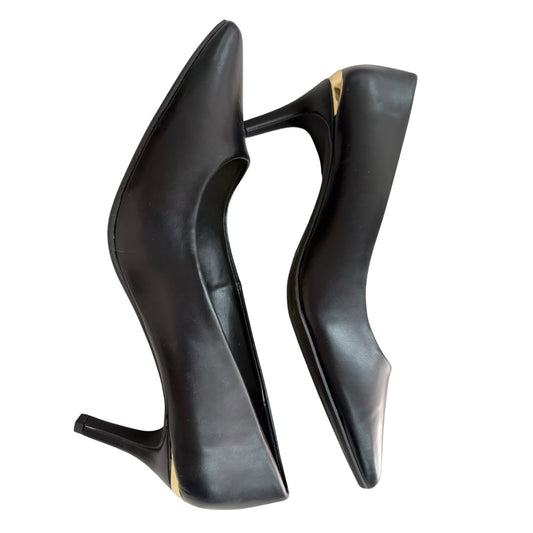 Liz Claiborne Black Pointed Toe Heels Comfort Foam Womens Size 11W Synthetic Upper Classic Design