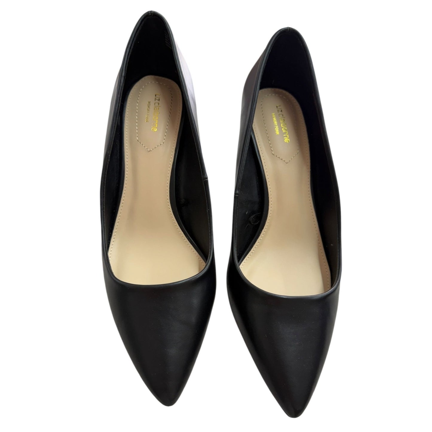 Liz Claiborne Black Pointed Toe Heels Comfort Foam Womens Size 11W Synthetic Upper Classic Design