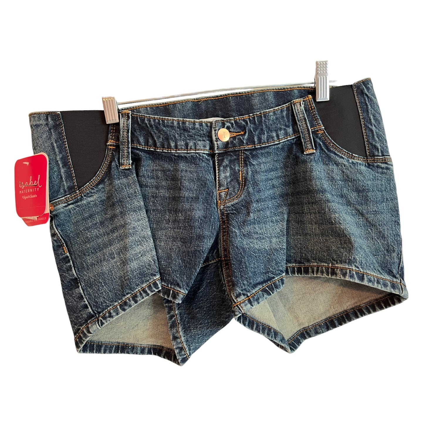 Isabel Maternity Medium Wash Denim Maternity Shorts With Elastic Side Panels Size 2