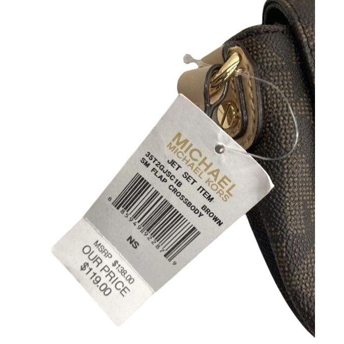 Michael Kors Brown Jet Set Crossbody Bag With Flap Closure