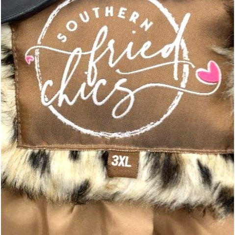 Southern Fried Chics Faux Fur Leopard Print Coat 3XL