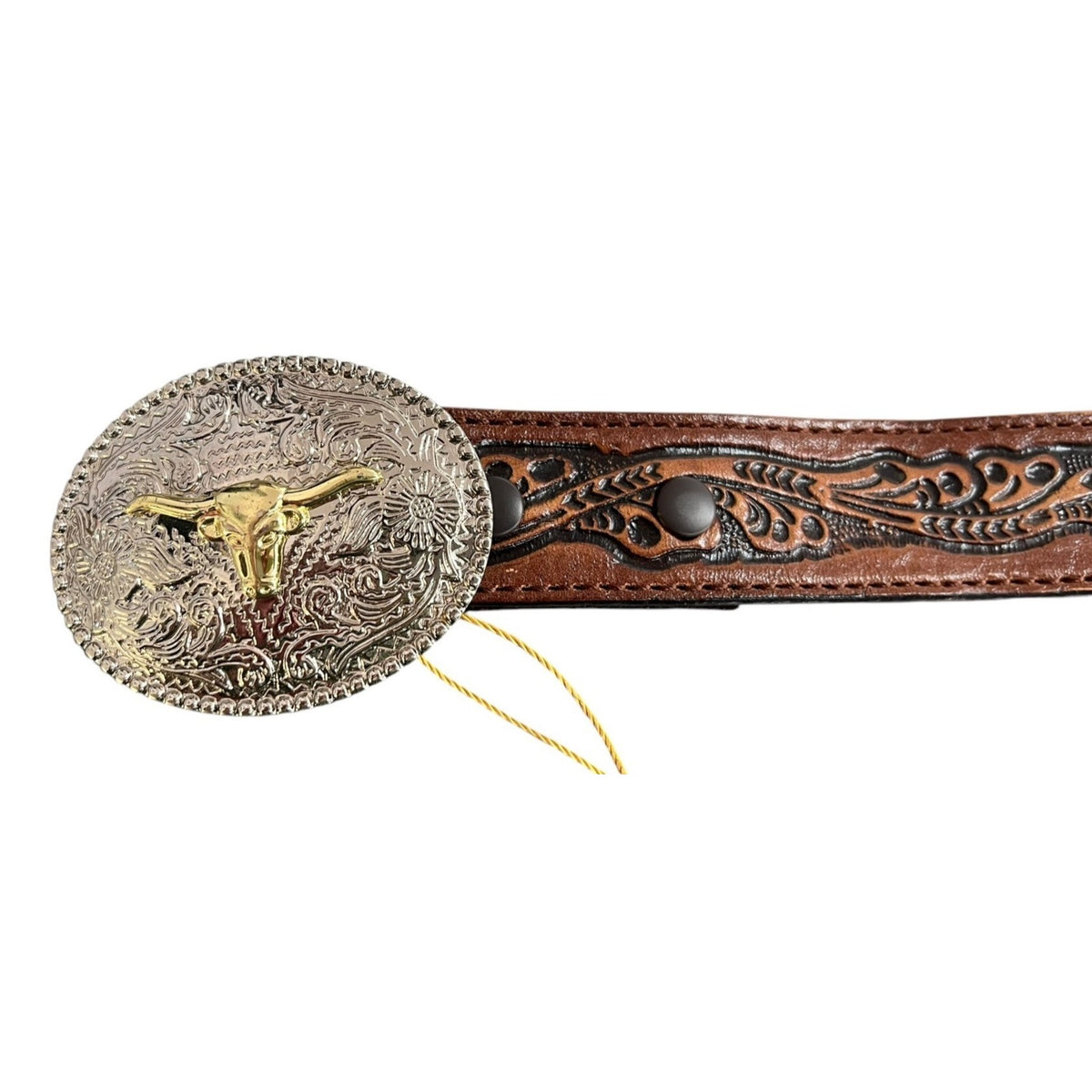 Texas Longhorn Leather Belt Size M 26-28