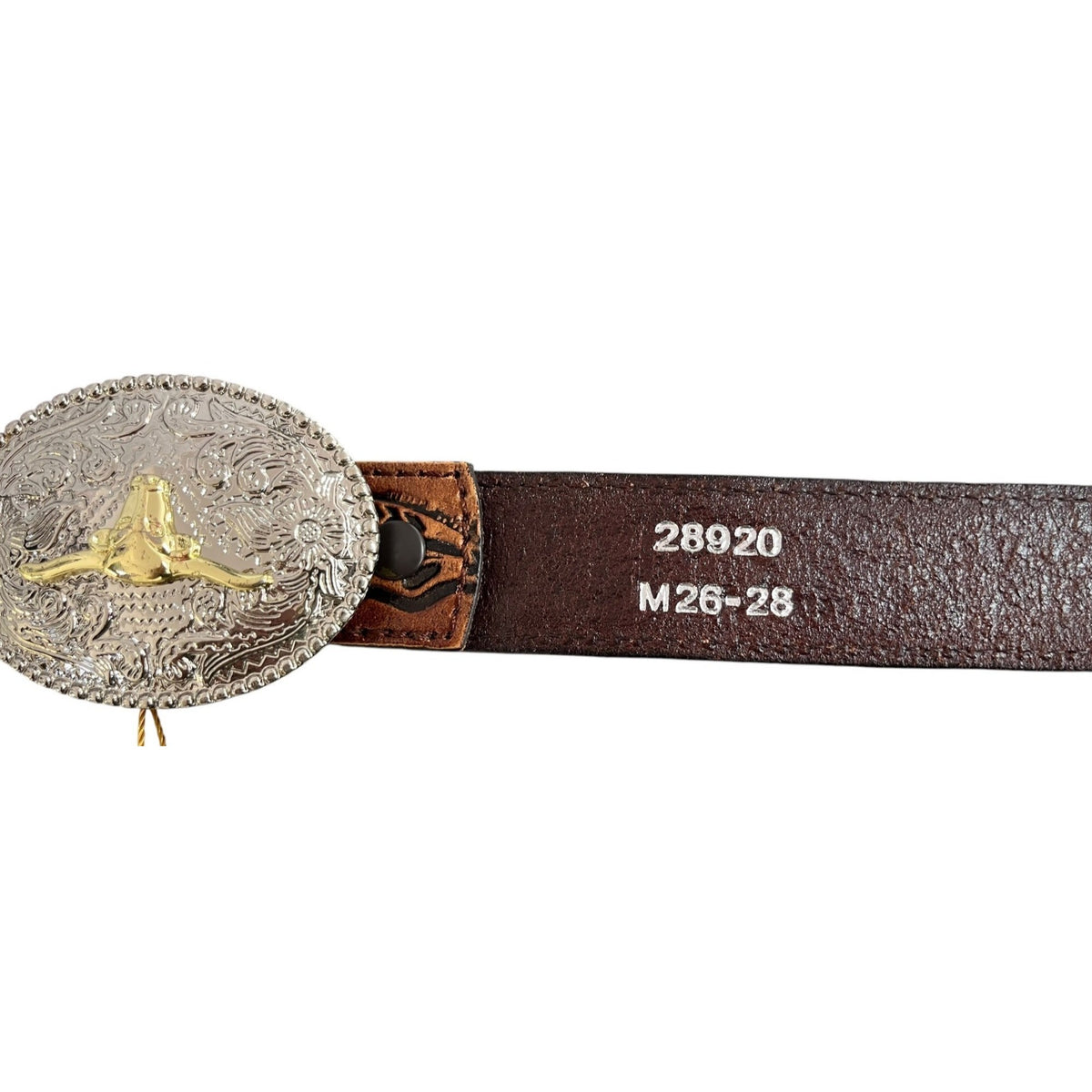 Texas Longhorn Leather Belt Size M 26-28
