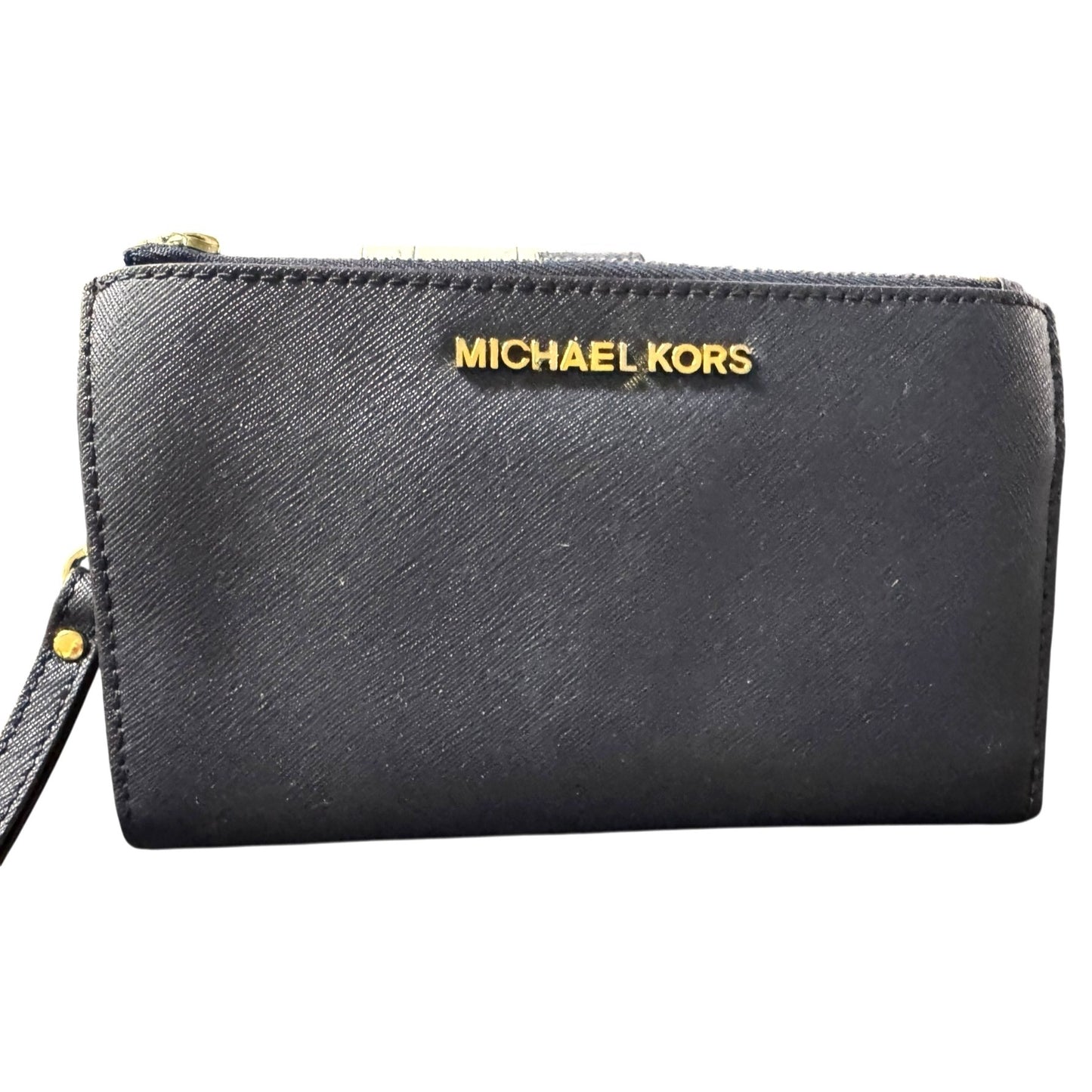 Michael Kors NWT Black Saffiano Leather Wristlet Wallet With Card Slots & ID Window