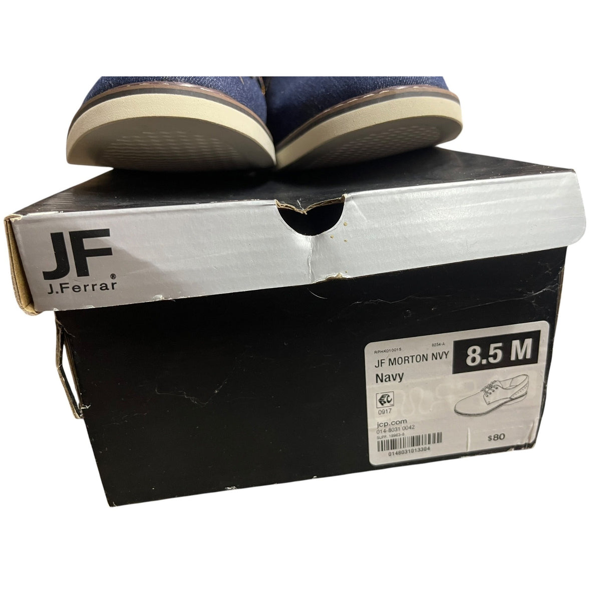 J. Ferrar Mens Navy Lace-Up Oxford Shoes Size 8.5 NWB