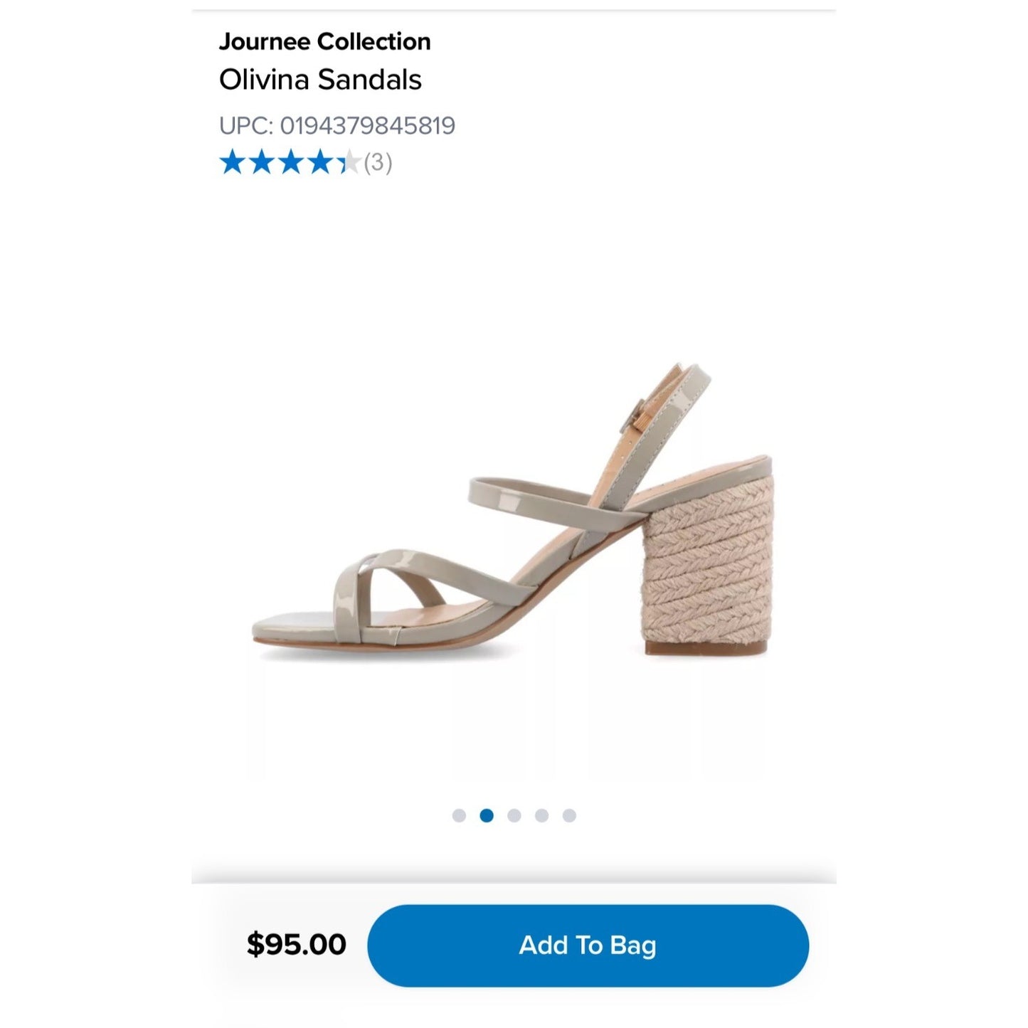 Journee Collection Olivina Taupe Faux Patent Leather Block Heel Sandals Size 9