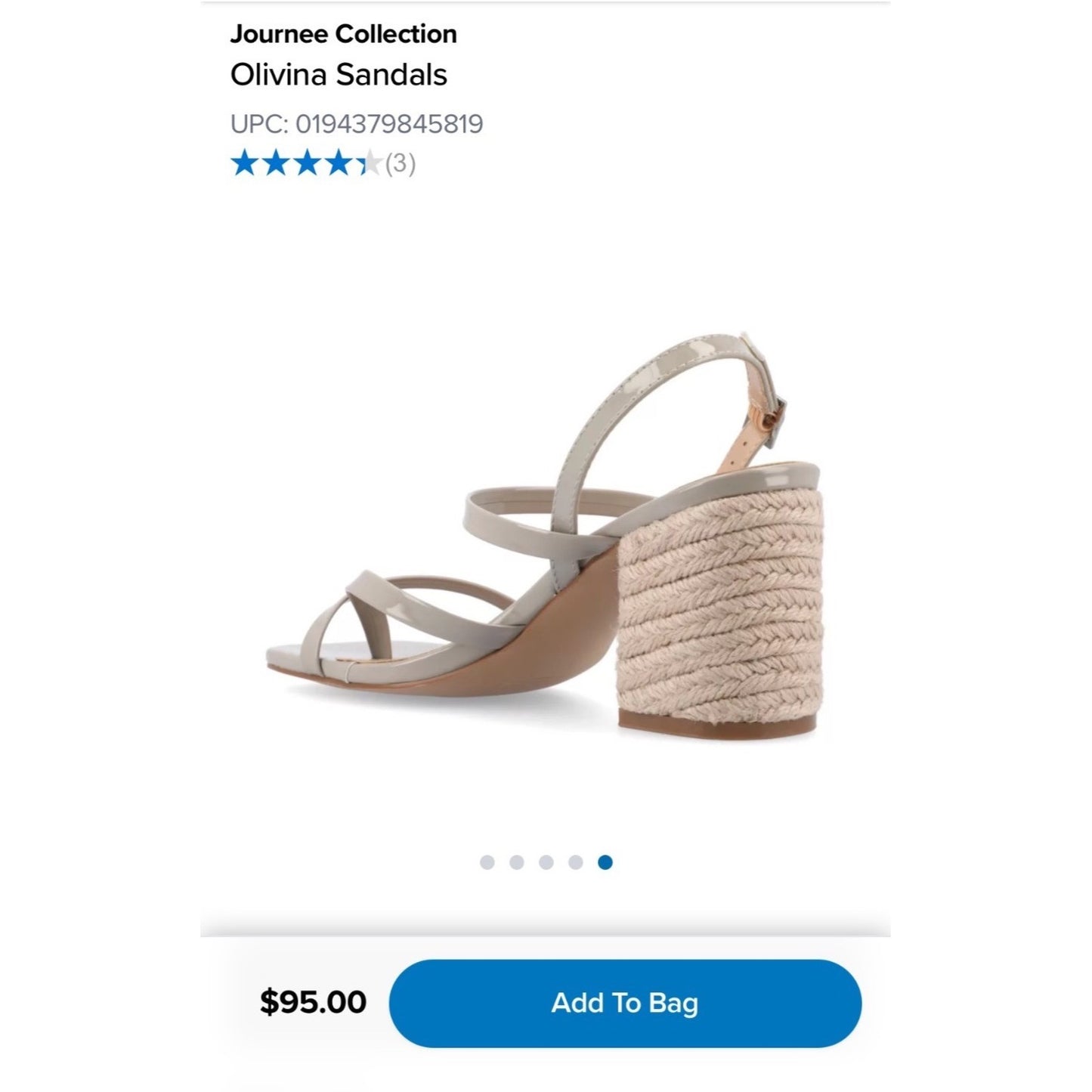 Journee Collection Olivina Taupe Faux Patent Leather Block Heel Sandals Size 9
