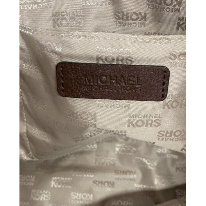 Michael Kors Brown & Cream Giraffe Print Canvas Tote Bag With Gold Hardware
