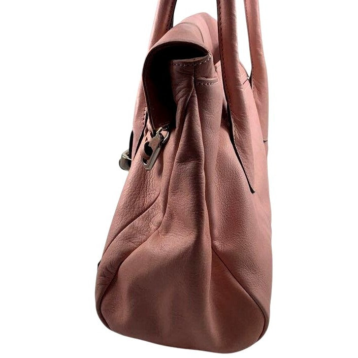 B. Makowsky Pink Leather Shoulder Bag With Animal Print Lining