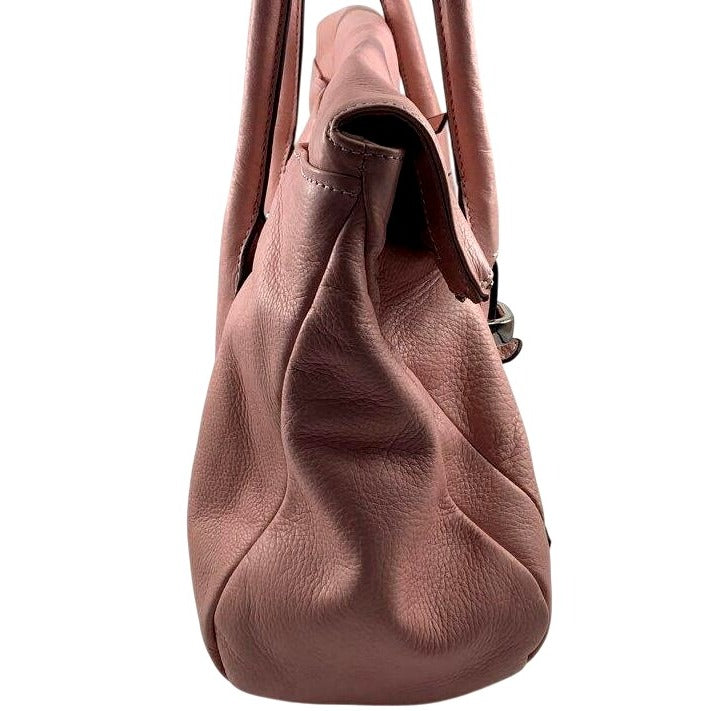B. Makowsky Pink Leather Shoulder Bag With Animal Print Lining