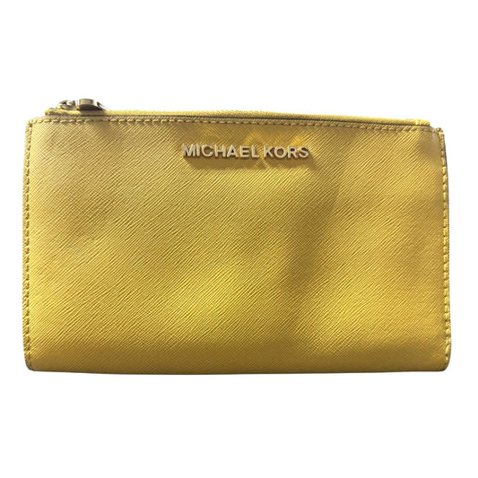 Michael Kors Yellow Saffiano Leather Double-Zip Wallet With Card Slots & ID Window