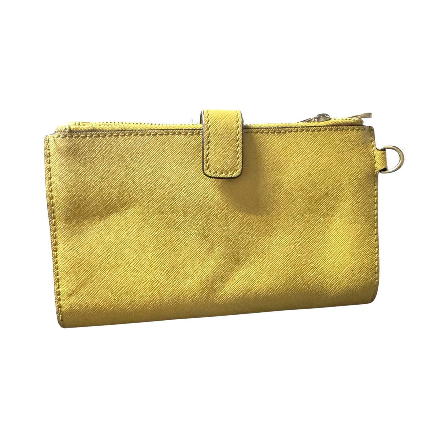 Michael Kors Yellow Saffiano Leather Double-Zip Wallet With Card Slots & ID Window