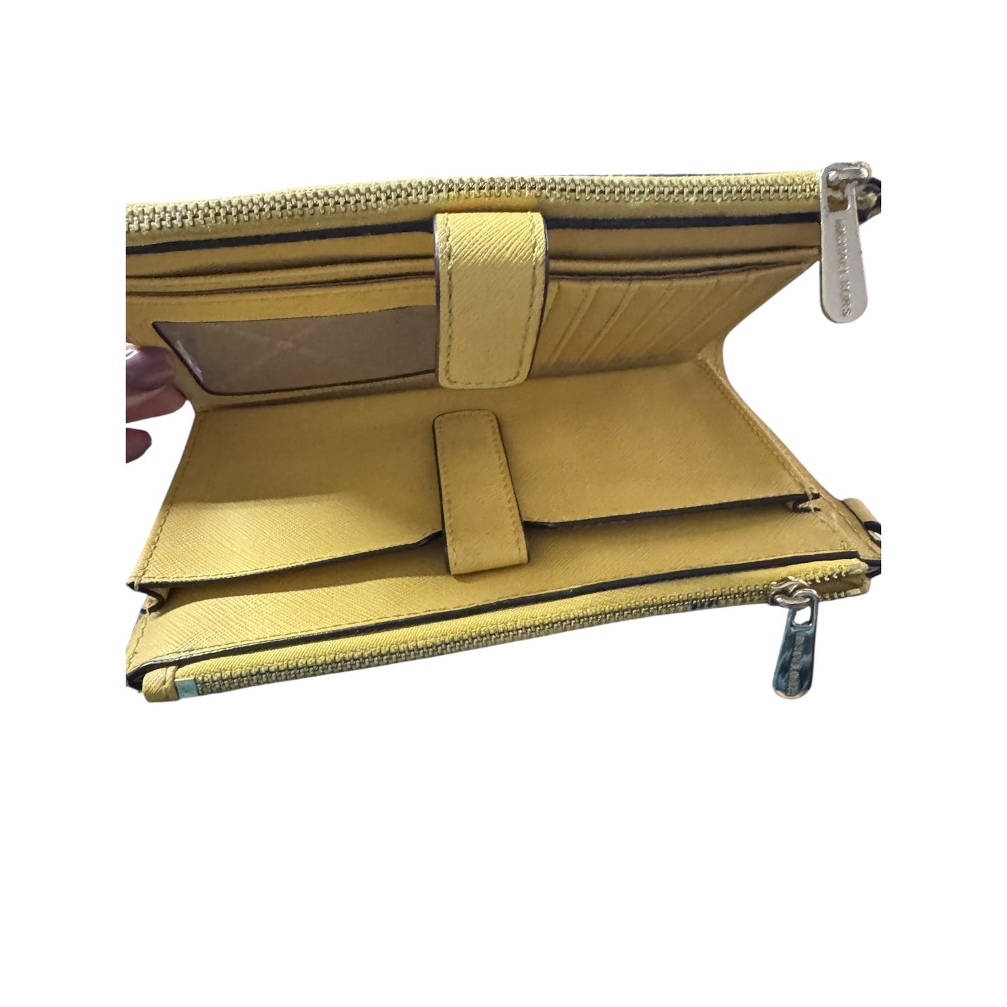 Michael Kors Yellow Saffiano Leather Double-Zip Wallet With Card Slots & ID Window