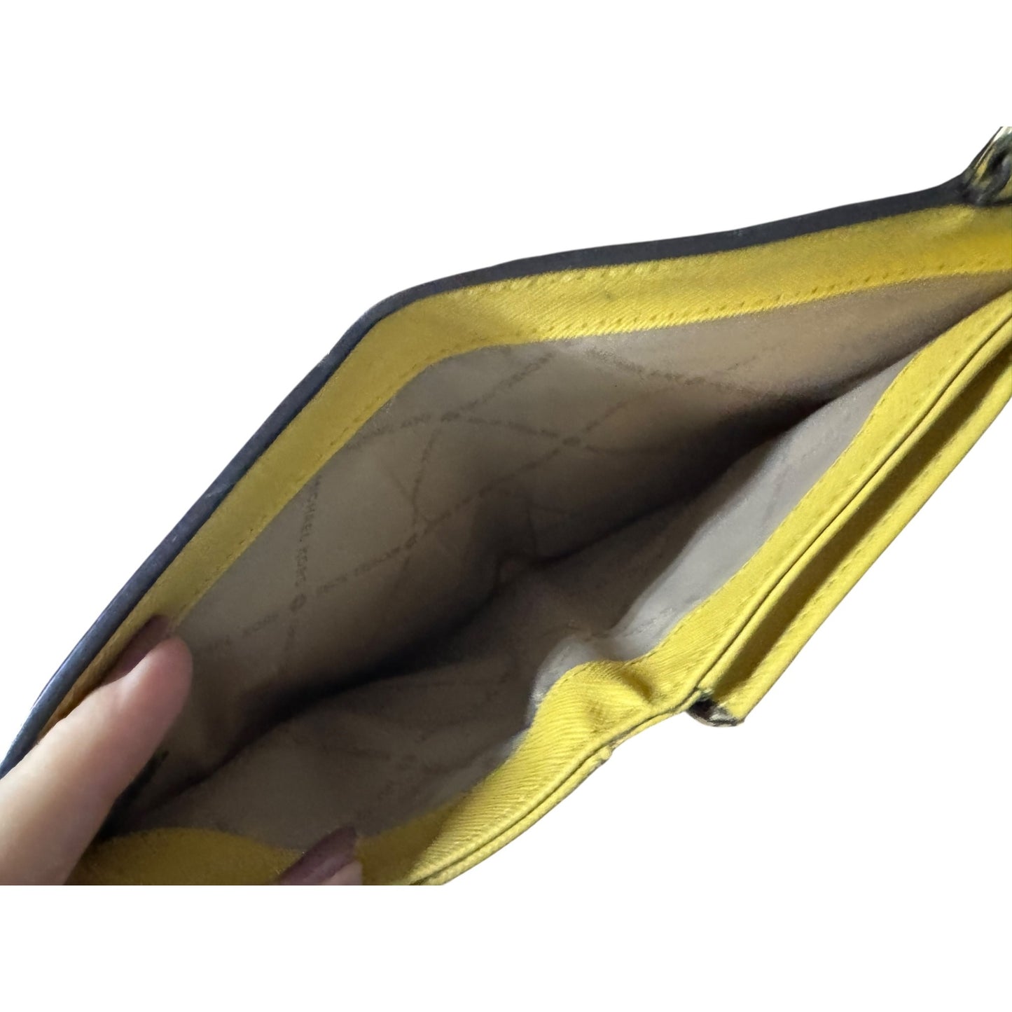 Michael Kors Yellow Saffiano Leather Double-Zip Wallet With Card Slots & ID Window