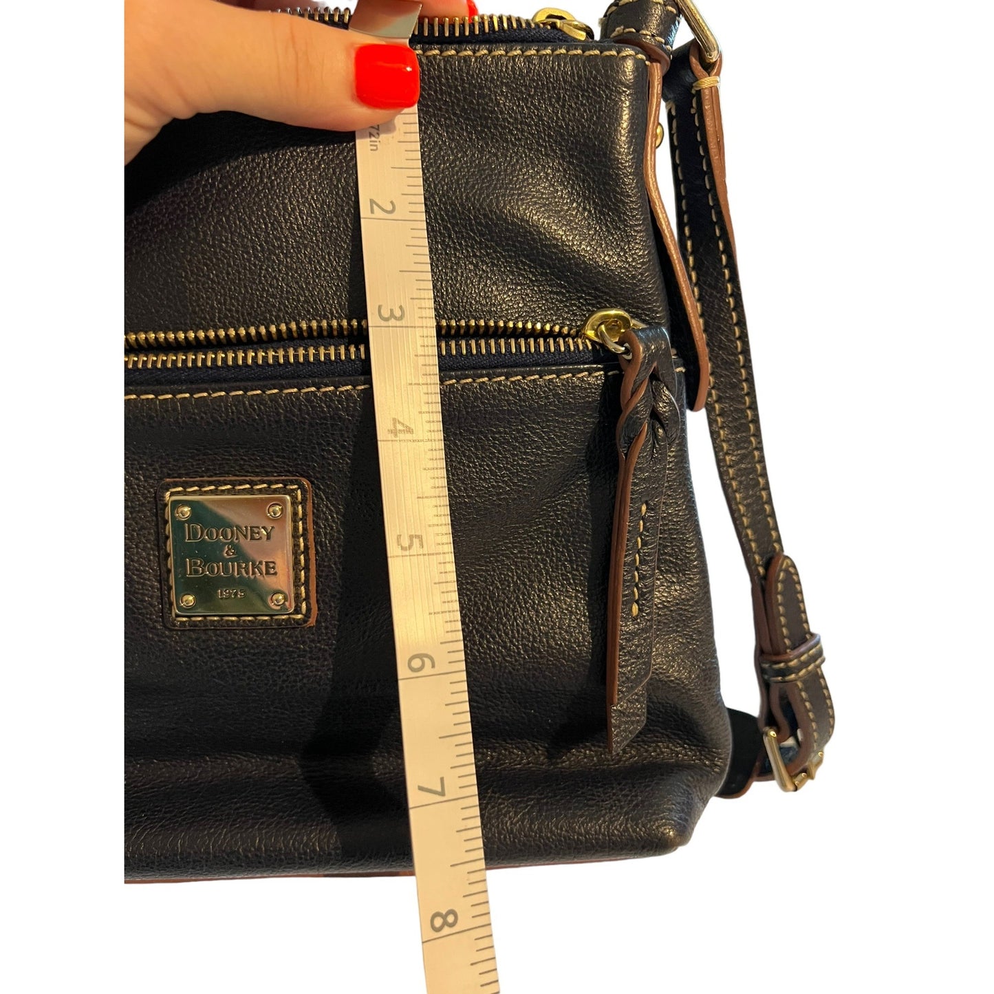 Dooney and Bourke Pebble Grain Square Leather Crossbody Bag Purse Midnight Blue
