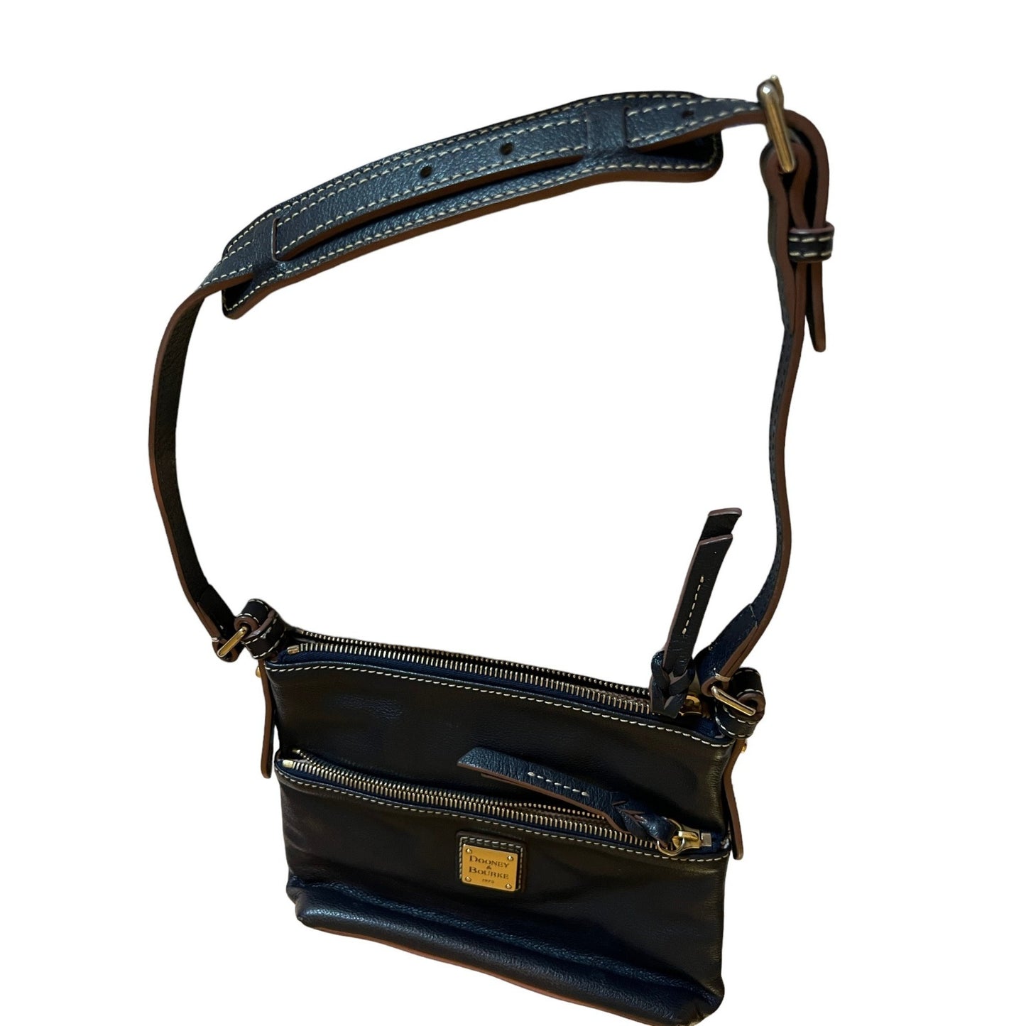 Dooney and Bourke Pebble Grain Square Leather Crossbody Bag Purse Midnight Blue