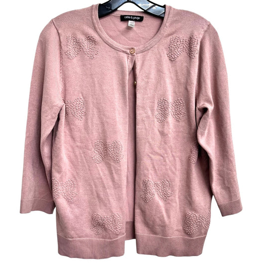 Cable & Gauge Pink Cardigan With Textured Bow Design Women's Large