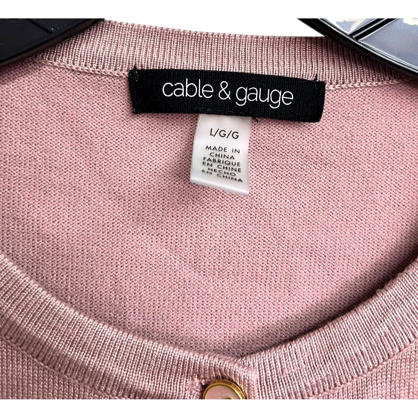 Cable & Gauge Pink Cardigan With Textured Bow Design Women's Large