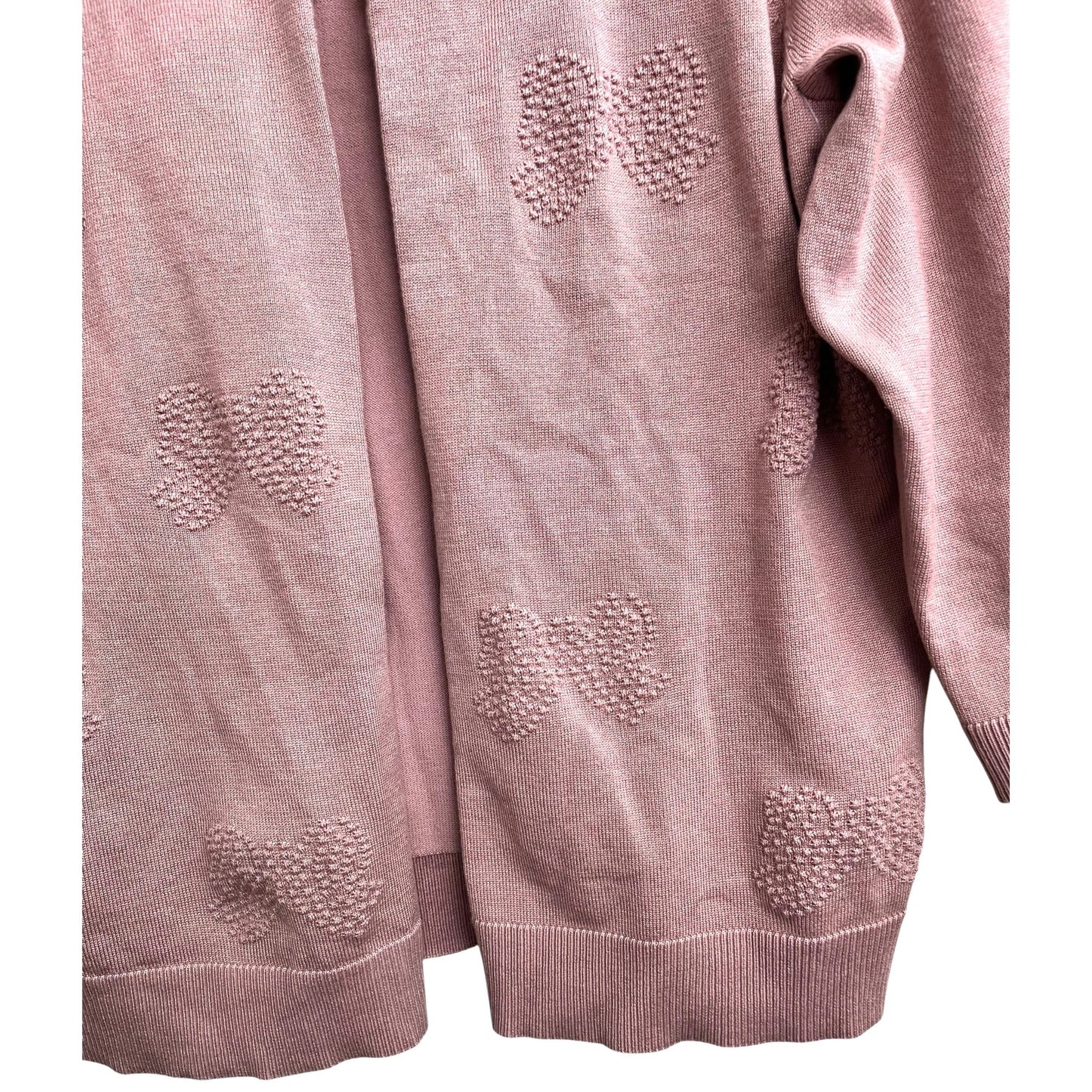 Cable & Gauge Pink Cardigan With Textured Bow Design Women's Large