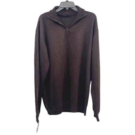 Real Essentials Dark Brown Men's 1/4 Zip Sweater NWT Size 3XL
