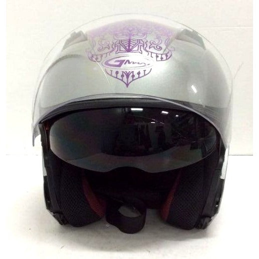 GMAX OF-77 OPEN-FACE ETERNAL MOTORCYCLE HELMET SILVER/VIOLET S