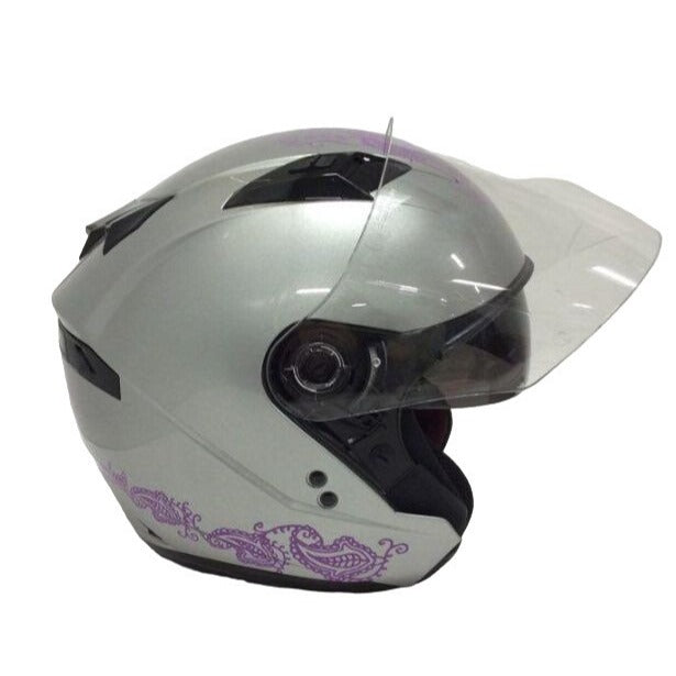 GMAX OF-77 OPEN-FACE ETERNAL MOTORCYCLE HELMET SILVER/VIOLET S