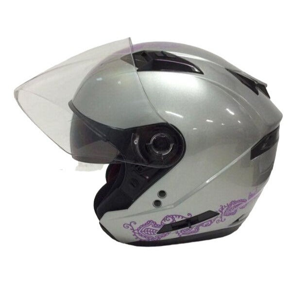 GMAX OF-77 OPEN-FACE ETERNAL MOTORCYCLE HELMET SILVER/VIOLET S