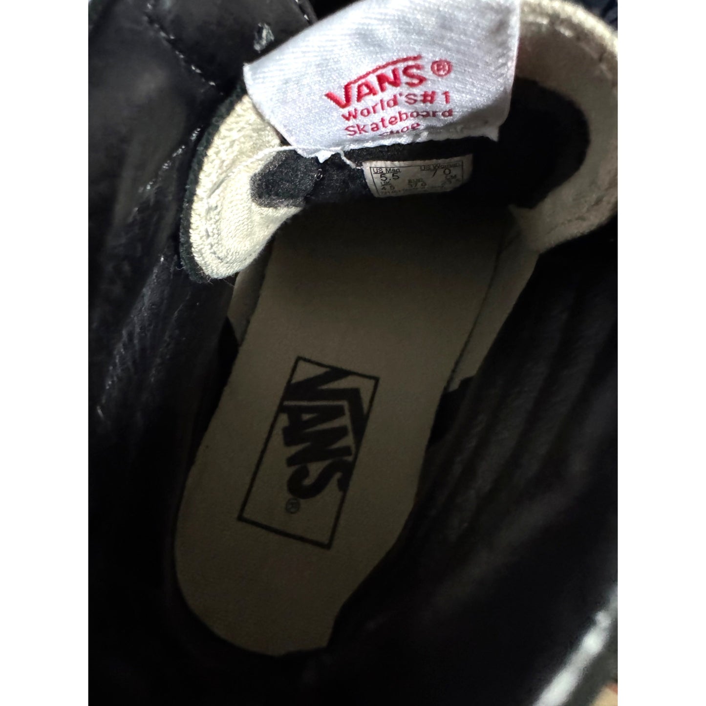 Vans Sk8-Hi Black & White Canvas High-Top Skate Shoes Boy's 5.5 NWB
