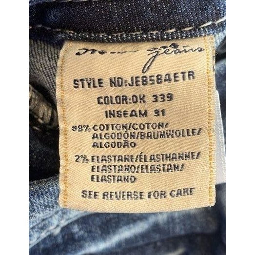 Miss Me Women's Blue Medium Wash Embellished Mid-rise Easy Straight Jeans- 29