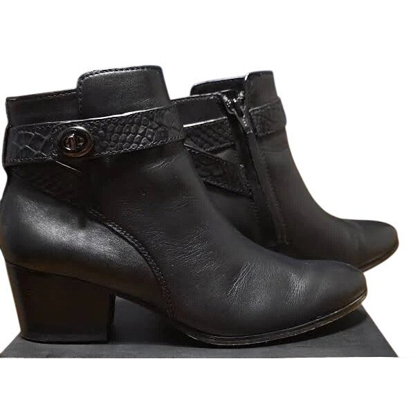 Coach Ankle Bootie Patricia Women's Black Leather Croc Embossed Strap Size 6.5
