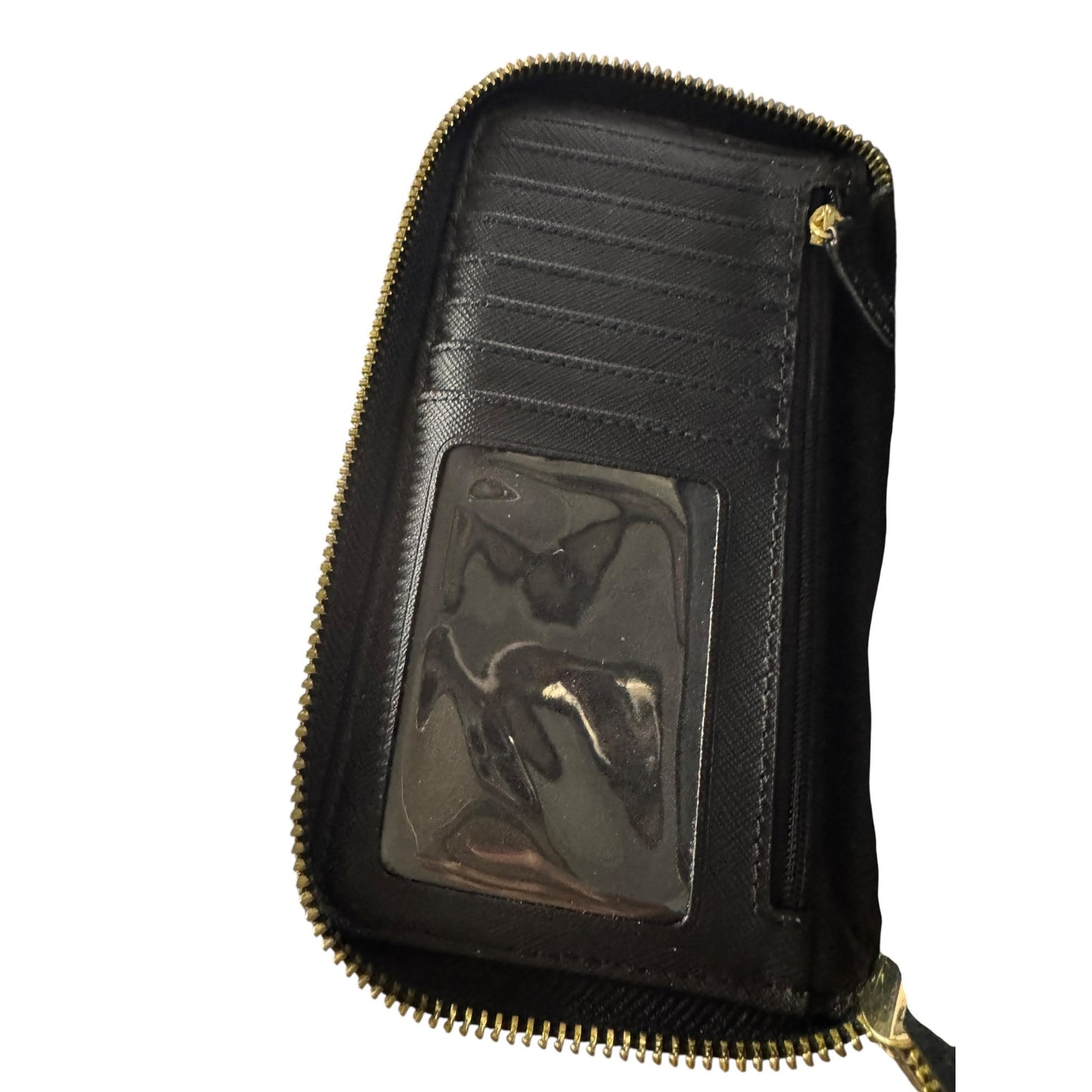 Michael Kors Black Saffiano Leather Zip-Around Wallet With Gold-Tone Hardware