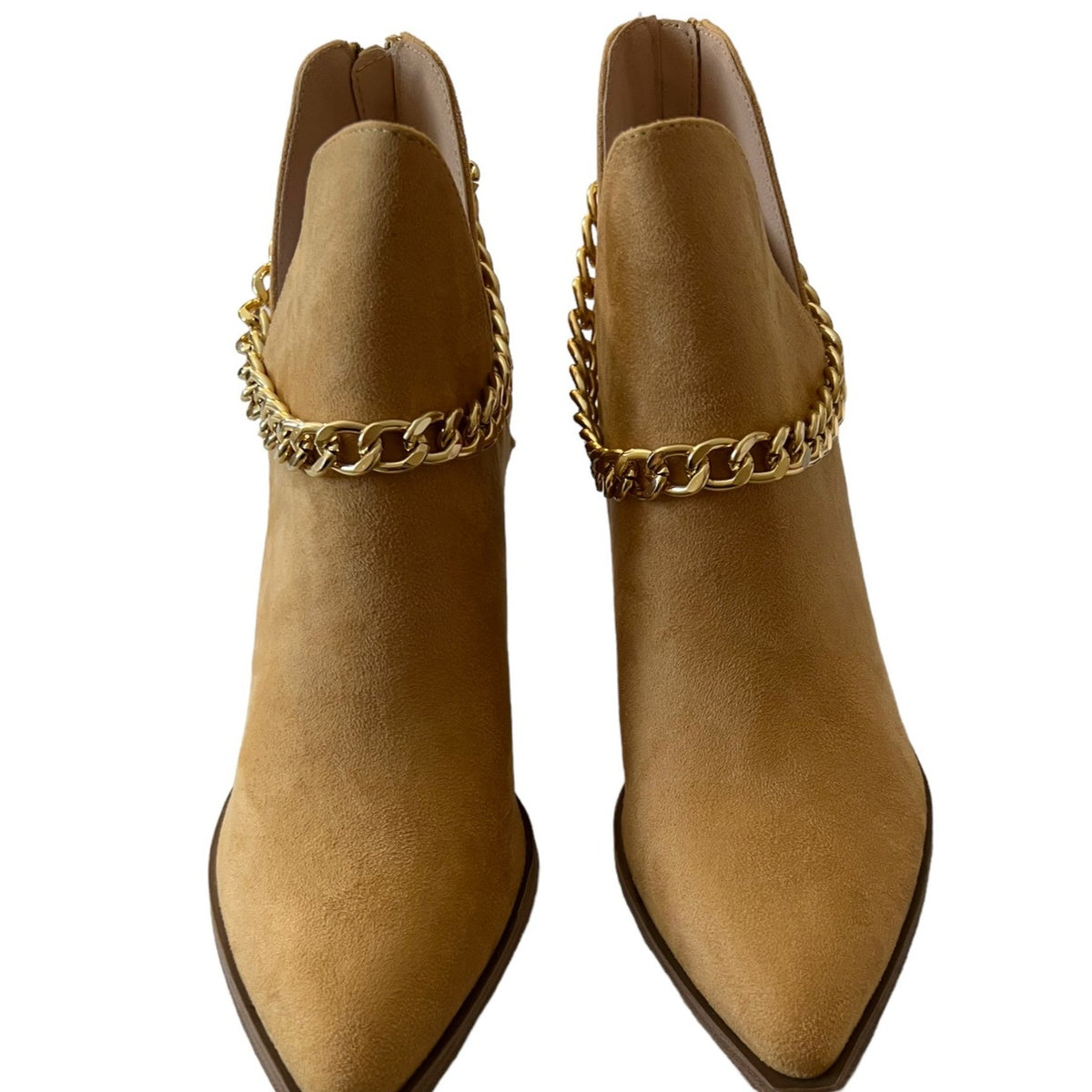 Women's Chunky Stacked Heel Ankle Almond Toe Western Booties Sz9