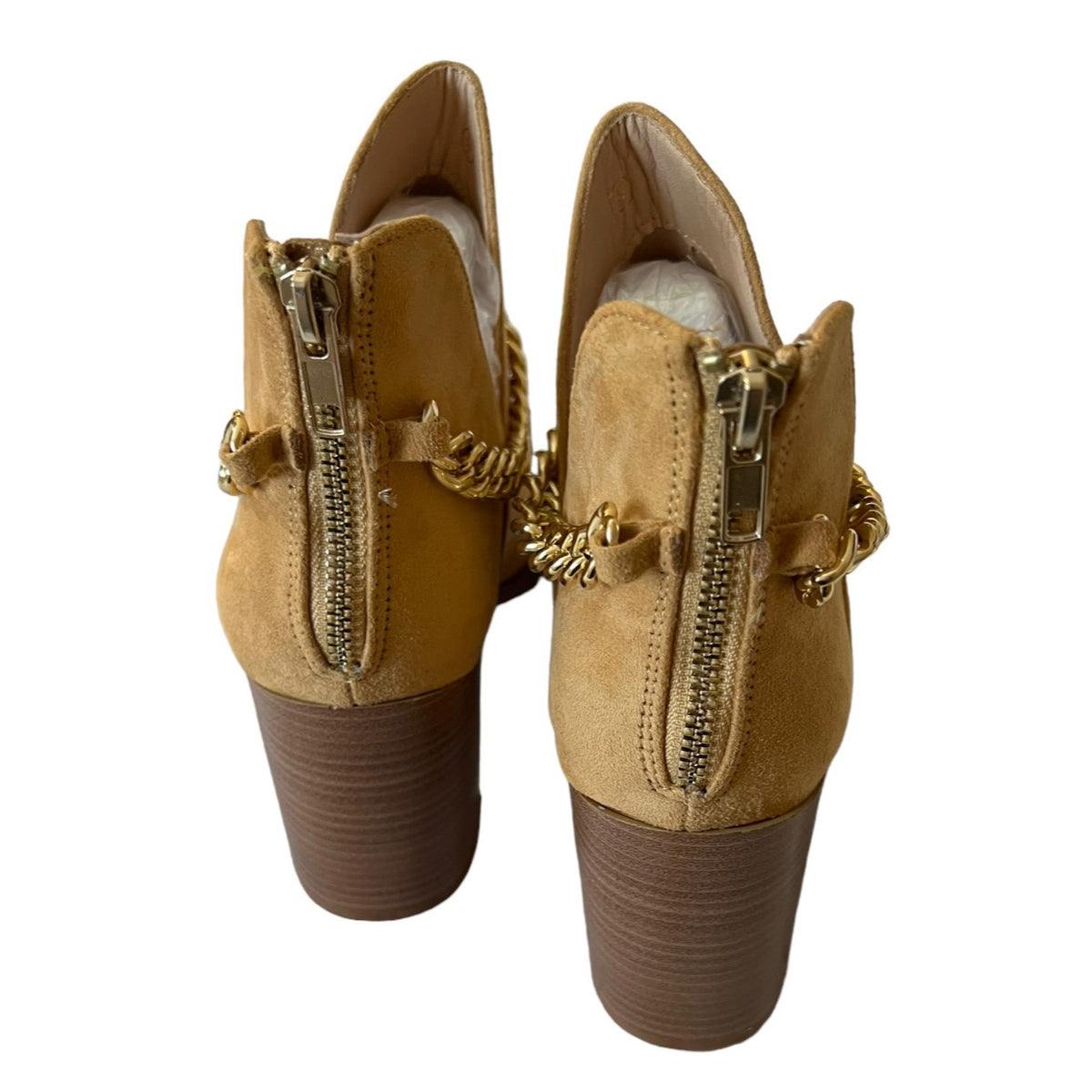 Women's Chunky Stacked Heel Ankle Almond Toe Western Booties Sz9
