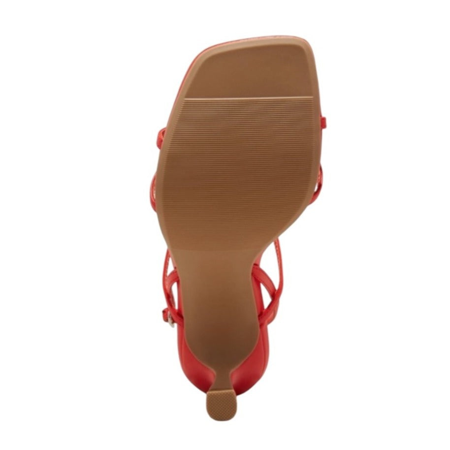 Strappy Red Heeled Sandals With Buckle Closure & Square Toe Design By A New Day Women's Size 8.5 Elegant & Comfortable
