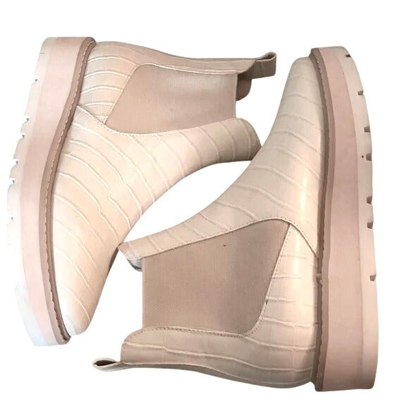 Dolce Vita Tazmin Ivory Croc Print Women's Ankle Boots Size 9.5