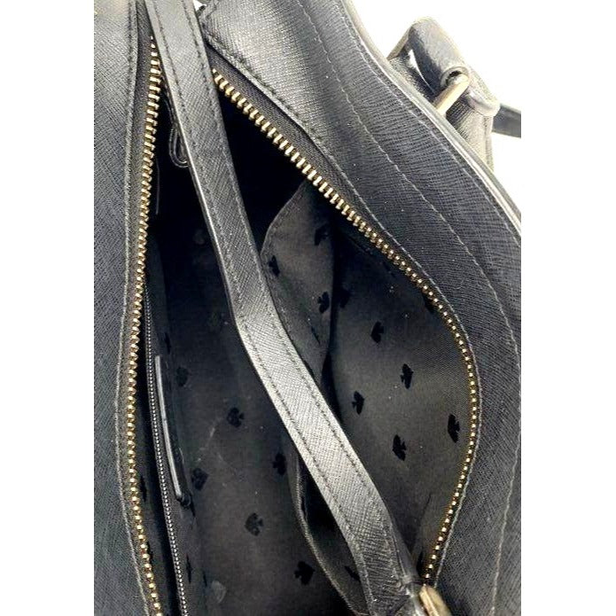 Kate Spade Black Saffiano Leather Satchel Tote With Gold-Tone Hardware & Zip Closure