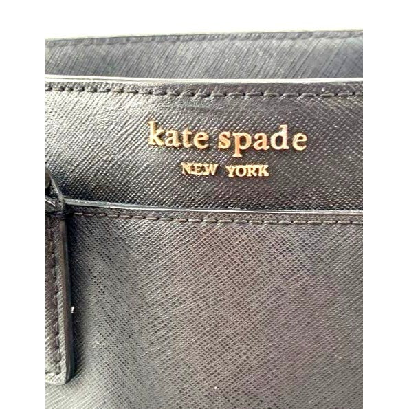 Kate Spade Black Saffiano Leather Satchel Tote With Gold-Tone Hardware & Zip Closure