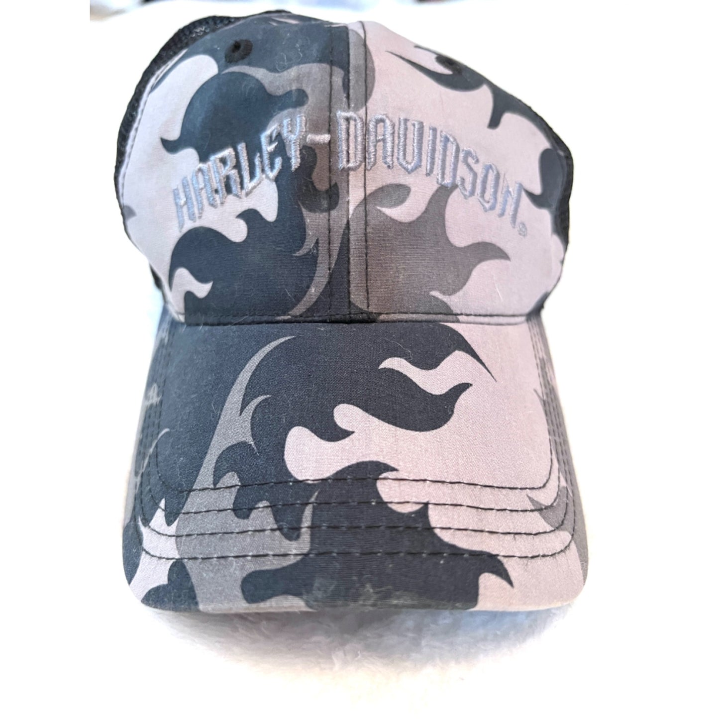 Harley-Davidson Camo Mesh Trucker Cap Adjustable Black & Gray
