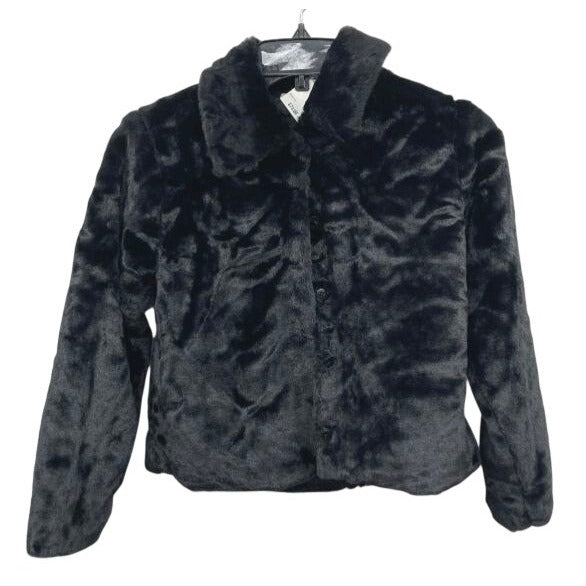 Girls KG Black Faux Fur Coat Size Medium (10-12) NWT