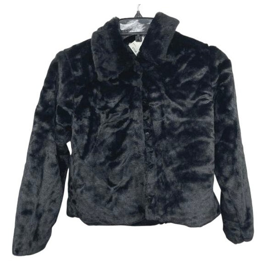 Girls KG Black Faux Fur Coat Size Medium (10-12) NWT