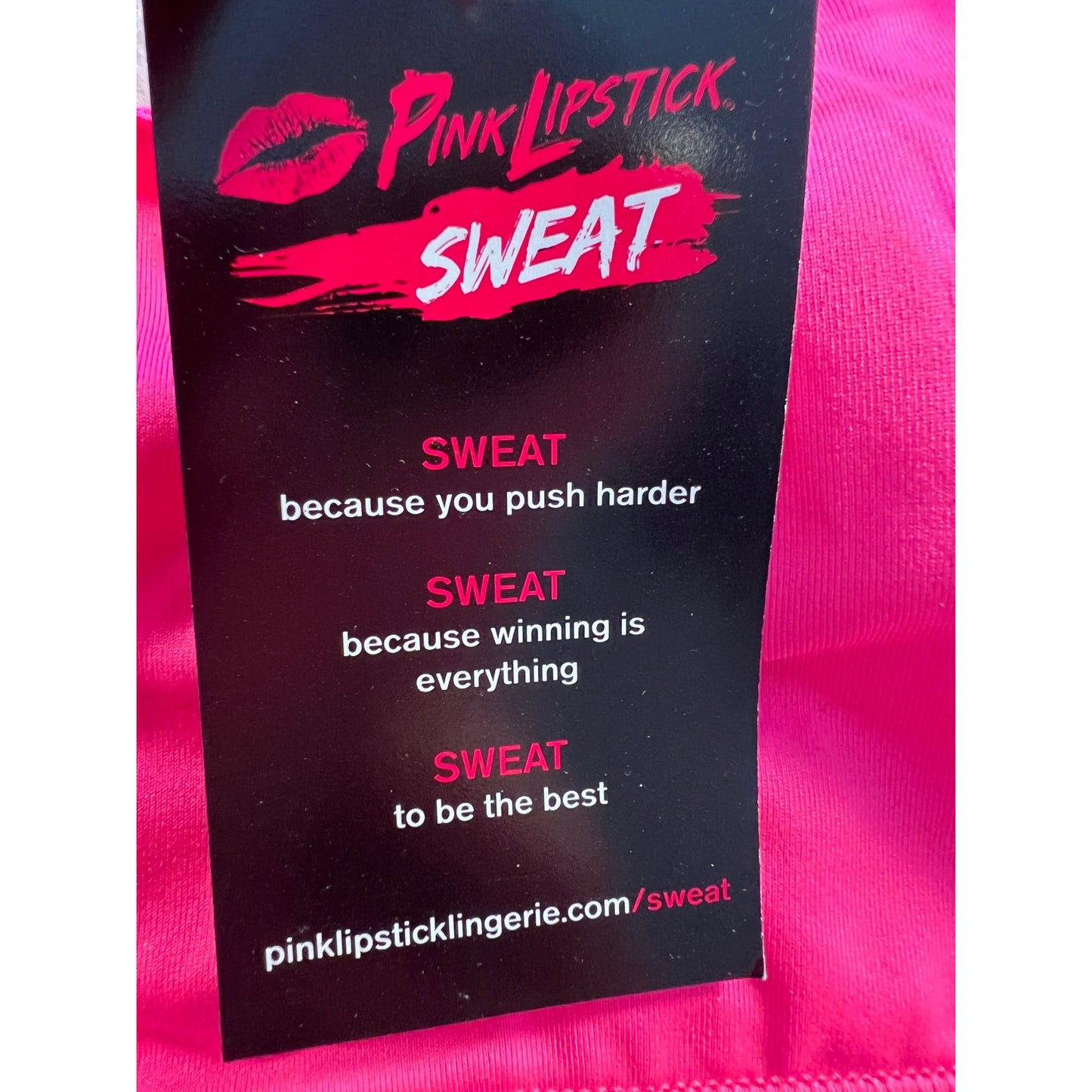 Pink Lipstick Sweat Sports Bra With Secret Pocket Crisscross Straps Pink SZ Medium NWT
