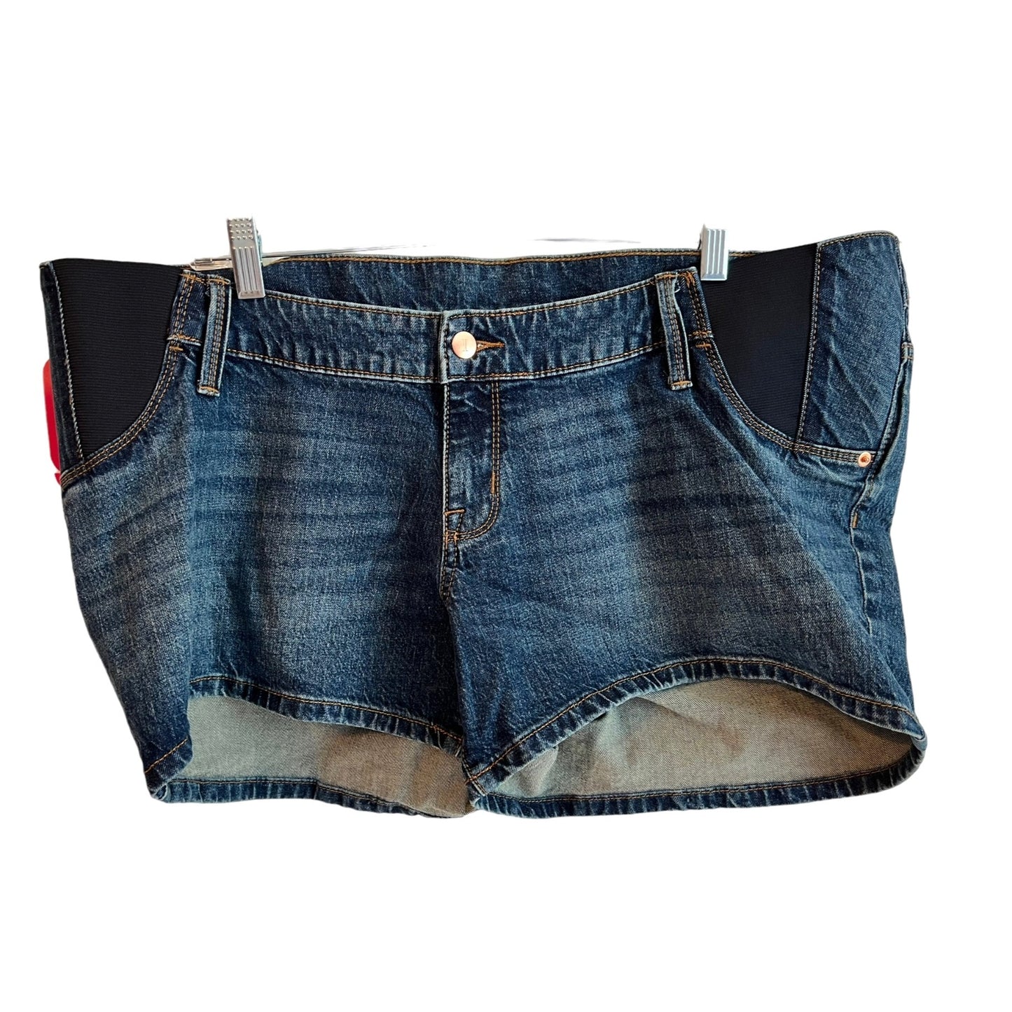 Isabel Maternity Women's Denim Maternity Shorts With Expandable Side Panels Size 14