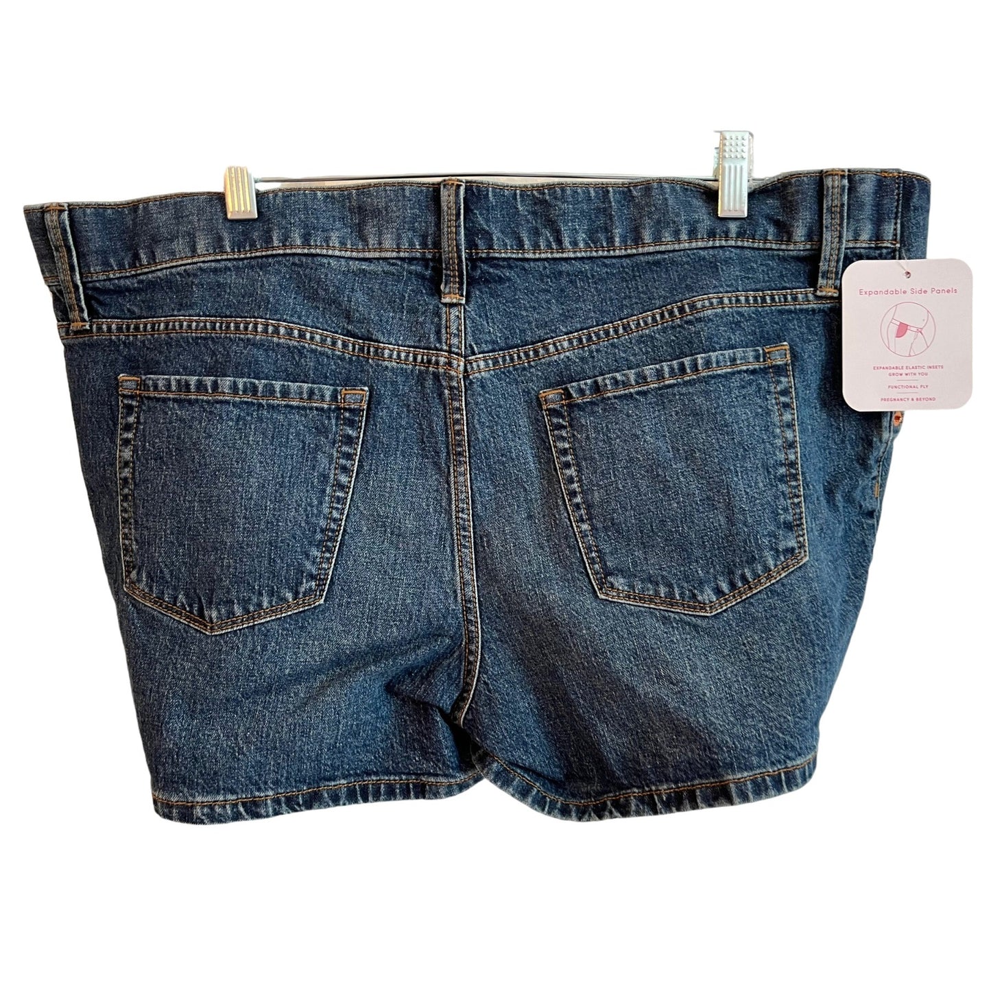 Isabel Maternity Women's Denim Maternity Shorts With Expandable Side Panels Size 14